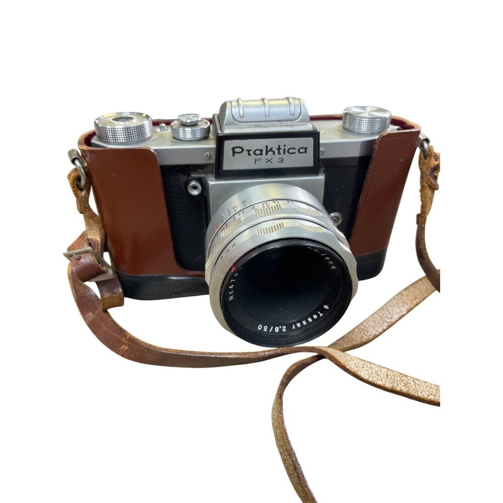Praktica FX3 35mm Vintagec collectible Film Camera With Leather Case Strap SKU 8